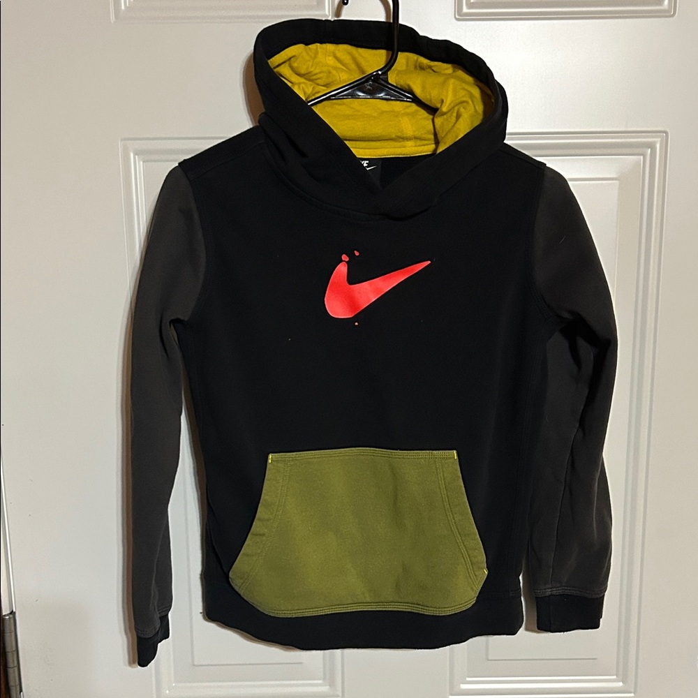 Nike Black Jacket with Red Logo and Yellow Interior